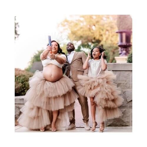 2020 Hot Sale Extra Puffy Tiered Ruffle Tulle Tutu Skirt Custom Made For Family Party Photography Tulle Skirt Mother & Kids Wear