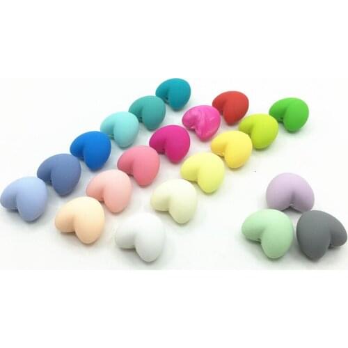 30 pcs/lot Hot Heart Shape Loose Silicone Beads For Teething Necklace Silicone Loose Beads For Baby Teether BPA Safe DIY Bead