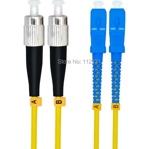 40Meters SC to FC Singlemode Duplex Optical Fiber Patch Cord Cable,SC/PC-FC/PC,3.0mm, 9/125, SC-FC 40M