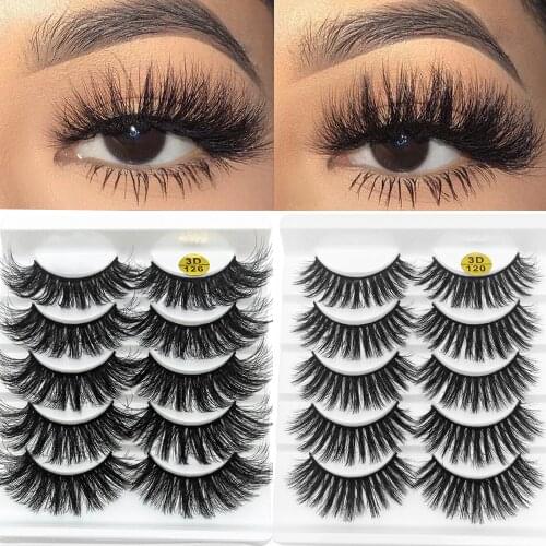5Pairs 3D Faux Mink Hair Soft False Eyelashes Wispy Fluffy Long Lashes Natural Crisscross Flared Eye Makeup Extension Tools