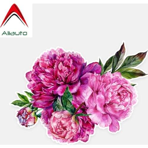 Aliauto Beautiful Peony Flowers Car Stickers Auto Decorative Decal ,14*10CM