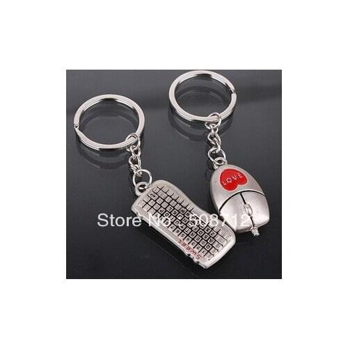 Free ship!!! 20pairs/lot Cute Lover Keychain Birthday present Keyboard and mouse keychain