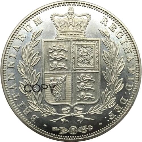 Great Britain 1/2 Crown Victoria 1839 Cupronickel Plated Silver Copy Coins