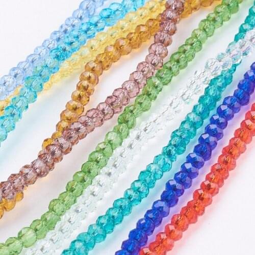 10 Strands 2mm 3mm Mixed Color Imitation Stone Glass Beads Faceted Abacus Spacer Bead for DIY Necklace Bracelet Making