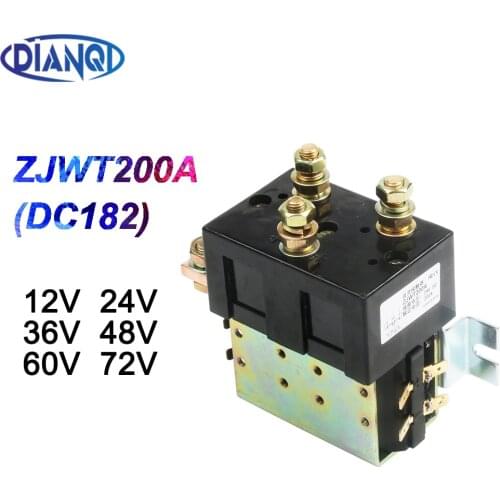 DC182 2NO+2NC 12V 24V 36V 48V 60V 72V 200A DC Contactor ZJWT200A for forklift handling drawing grab wehicle car winch PUMP MOTOR