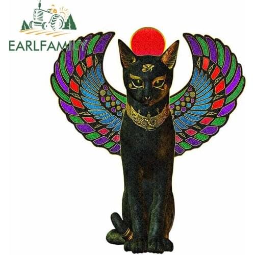 EARLFAMILY 13cm x 11cm for Egyptian Cat Vinyl Car Stickers Animal Personality Decoration Scratch-proof Waterproof Decal for VAN