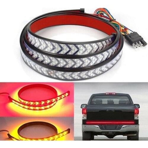 1pc 12V 24V Car LED Tailgate Light LED Truck Tailgate Light Bar Red Running Turn Signal Brake Reverse Backup Tail Light Strip