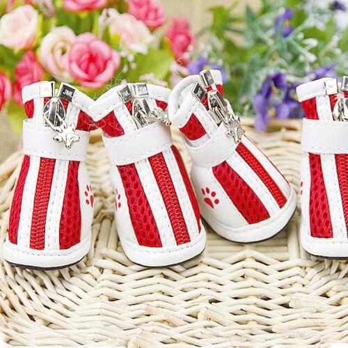 Gridding Dog Shoes Pet Running Shoes Breathable Cool Foot Wear for Pet Cute Mesh Boots Anti-slip Boots Dog Sport Shoes
