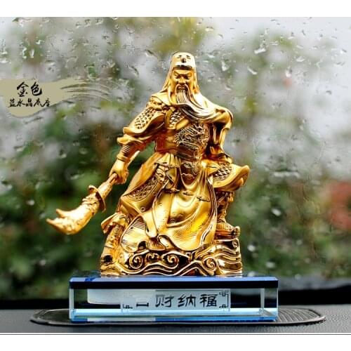 GOOD HOME OFFICE Company SHOP CAR TOP Efficacious Money Drawing thriving business Golden GUAN GONG Buddha FENG SHUI BRASS statue