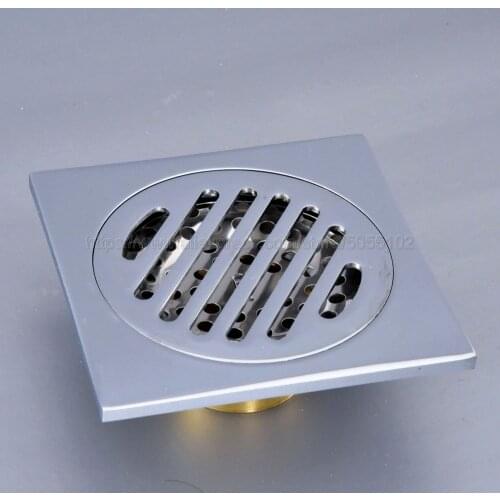 Chrome Shower Floor Drain Bathroom Toilet Floor Drain10*10cm Water Anti-Odor Wire Strainer Drain zhr092