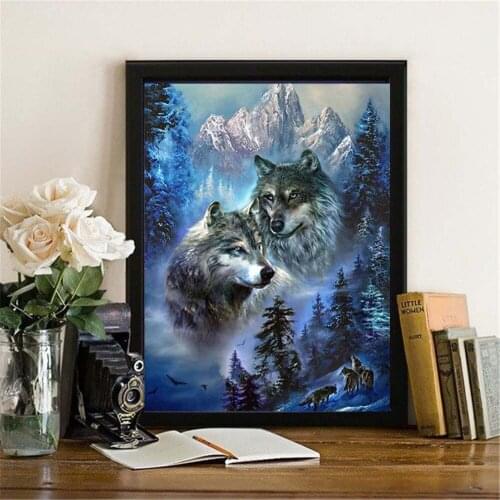 Huacan 5D DIY Diamond Painting Full Drill Wolf Diamond Embroidery Sale Animal Home Decoration