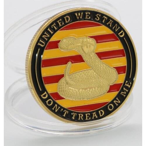 1776 USA Declaration of Independence Liberty Bell Gold Coins "Don't Tread On Me" Snake Pattern Military Challenge Collection