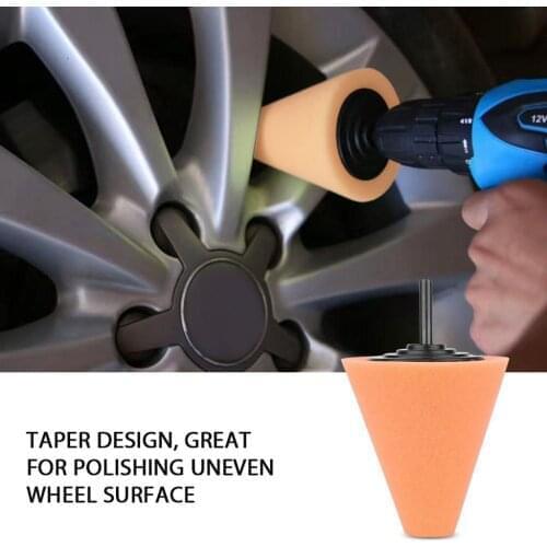 Car Wash Cone Foam Pad Polisher Buffer Sponge Ball for Automotive Car Wheels Hub Care Auto Detailing Accessories