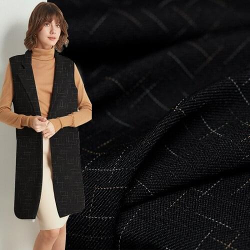 Red Raspberry Italy Black Hard Wool Linen Fabrics Garment Materials Autumn Women Jacker Waistcoat Sewing Cloth Freeshipping