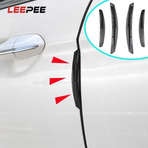 LEEPEE 4Pcs/set Car Door Edge Guards Anti-collision Adhesive Trim Molding Protection Strip Car Sticker Scratch Protector