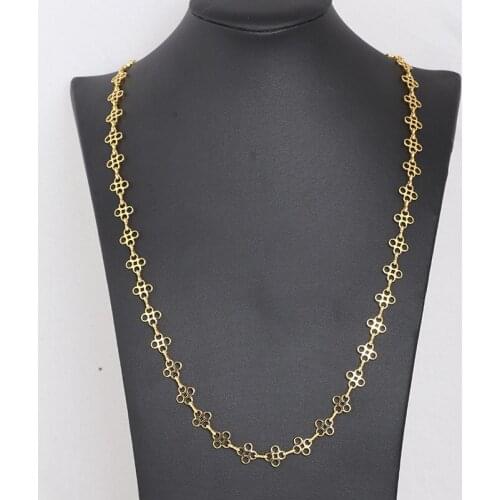 Fashionable and simple hollow four-petal flower shape long necklace