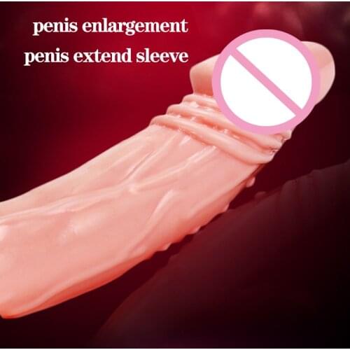 Soft Penis Sleeve Extender Sex Tools For Men Dick Enlargement Delay Crystal Condom Erotic Toys Adult Cock Extension Sleeves