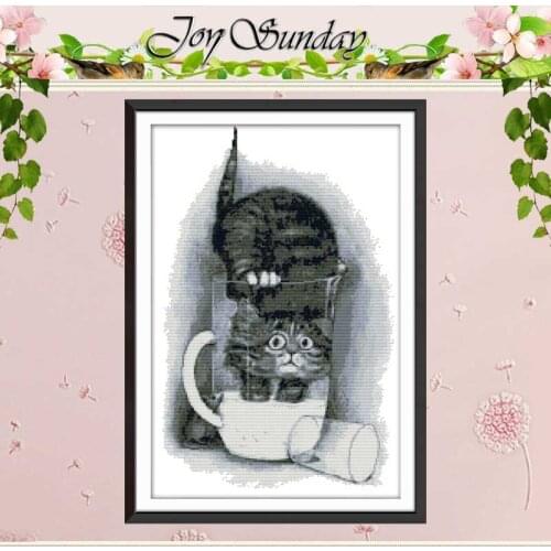 Greedy Cat Counted Cross Stitch 11CT 14CT Cross Stitch Set Wholesale DIY Animals Cross-stitch Kit Embroidery Needlework