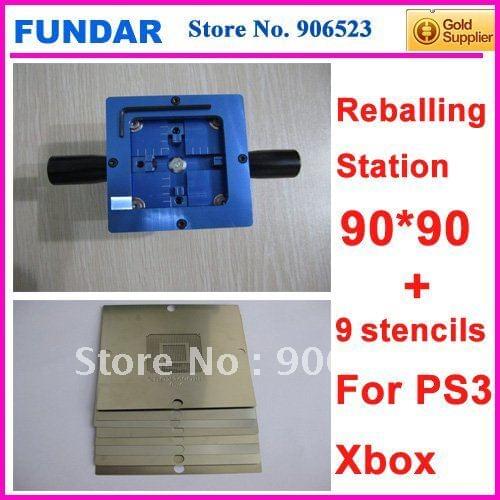 Free shipping xbox360 ps3 IC reballing tool kit 90mm reball station with 9pcs BGA stencils