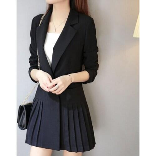 New Spring Womens Elegant Slim Suit Solid Blazer Autumn Ladies New Casual Medium-long Blazer Suit Jacket