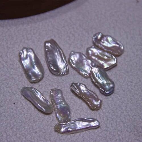 Wholesale 10-12mm Long White Color Keshi Pearls Real Natural Freshwater Loose Pearls No Hole, 10pcs/lot