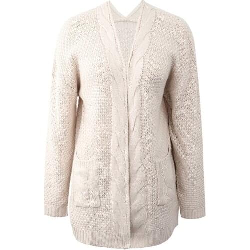 Quanss Autumn Winter Women Cardigan 2021 Autumn Winter New Knitted Sweater Coat Female V Neck Long Sleeve Knitwear