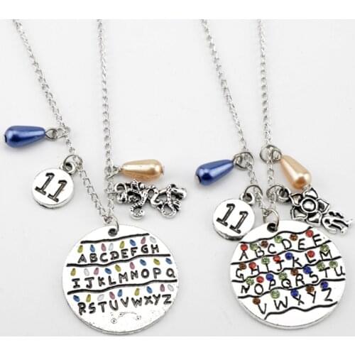 Stranger Things Anime Figure Necklace Cosplay Charm Letter Fashion Jewelry Pendant Necklaces Women Men Gifts