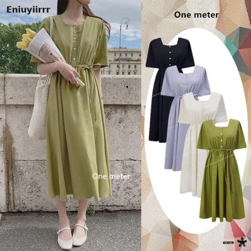 Cotton Linen Shirt Dress Hot Sales Chic Korea Japan Style Cute Sweet Solid Colors Single Breasted Feminine Vestidos