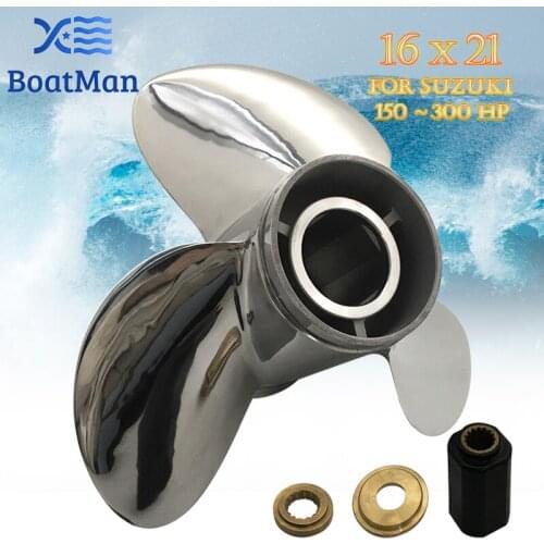 Outboard Propeller 16X21 For Suzuki Engine 150-300 HP Stainless Steel 15 Tooth splines Outlet Boat Parts LH
