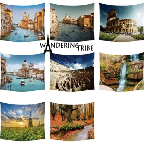 Roman Colosseum Tower Venice Modern city New York Home Decor Wall Rural scenery Tapestry Wall Hanging Beach towel