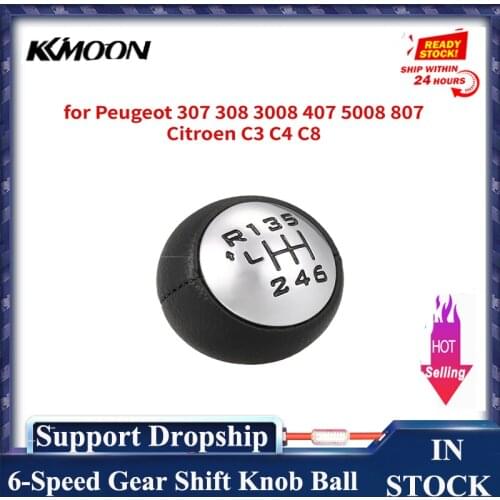Car Manual 6-Speed Transmission Gear Shift Knob Ball Lever Adapter for Peugeot 307 308 3008 407 5008 807 Citroen C3 C4 C8