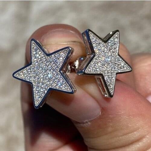 Super Shine Zircon Star Stud Earrings for Women Men Hip Hop Earrings Fine Iced Out Earrings Hip Hop Jewelry Gifts