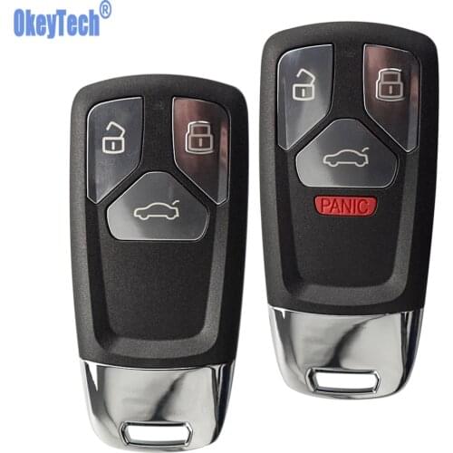 OkeyTech 1PC Replacement Smart Remote Car Key FOB Shell 3 4 Buttons for Audi TT A4 A5 S4 S5 Q7 SQ7 2017 2018