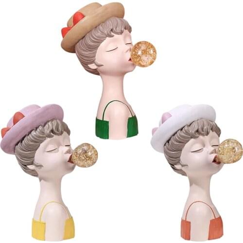 Bust Sculpture Bubble Girl Resin Statue Figurine Craft Home Bedroom Desk Ornament Desk/Bookshelf/Dinning Table Statuette Gift