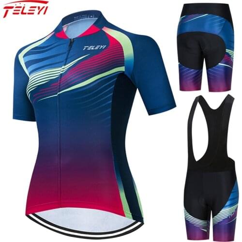 Teleyi MTB Bike Jersey set Cat Pink WOMEN Summer Cycling Clothing arm Sleeve Bicycle Shirt shorts cap arm warmer Quick Dry#21