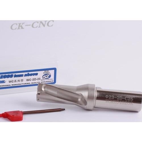 Hight quality WC-2D-23 C25 U drill indexable drill CNC TOOL 23mm-2D Machining length=46mm for WCMX040208 insert
