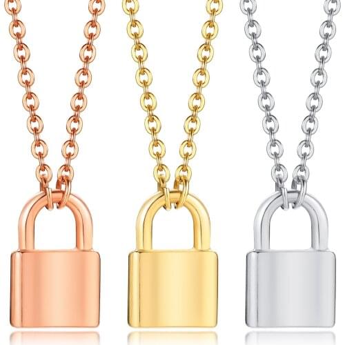 2021 Stainless Steel Lock Pendant Personality Hip Hop European And American Sweater Chain Creative Necklace Suitable For Women