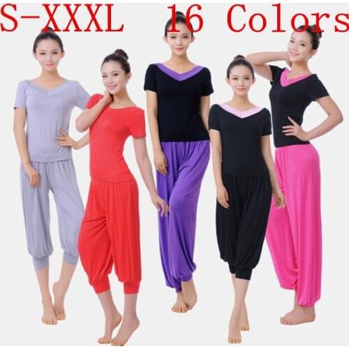 Women Ladies Cotton Harem Work Wear Flare Modal Pant Belly Elastic Waist Dance Club Boho Wide Leg Pants Loose Long Trousers