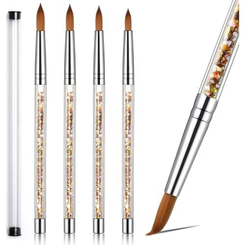 1Pcs Acrylic Nail Brush for Acrylic Powder Manicure Pedicure 100% Nylon Sable Round Nail Art Brush With Liquid Glitter Handle