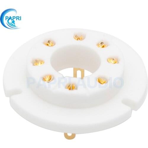PAPRI 10PCS Ceramic B8S Chassis Mount Gold Plated 8pin Tube Sockets Audio HIFI Amps For FU50 FU1 GU50 LV3 5U8C 5U9C etc