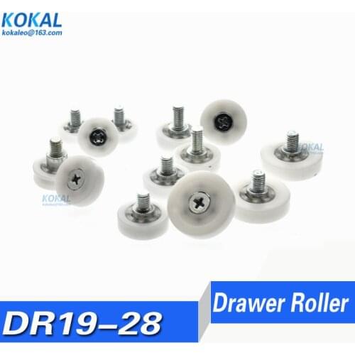 10pcs Hot sale DR low noise Refrigerator drawer Pulley Sliding door plastic POM M6 screw bearing Wheel Roller 19/22/24/26/28mm