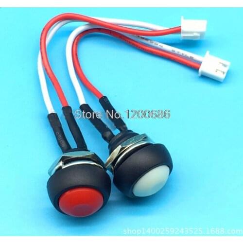 10CM 12MM 125V 3A Small waterproof self-reset Momentarybutton switch round lock-free PBS-33B DS-333 speaker button wire harness