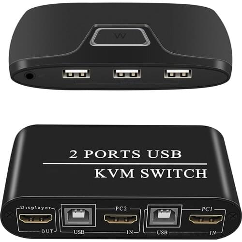 2 in 1 Switch KVM 4K HD Adapter Keyboard Mouse Splitter Switcher Multifunctional 2 Port Video Display USB Switcher