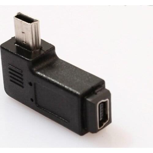 20pcs/lot free shipping 90 degree right angle mini 5pin USB B male to female plug connector adapters