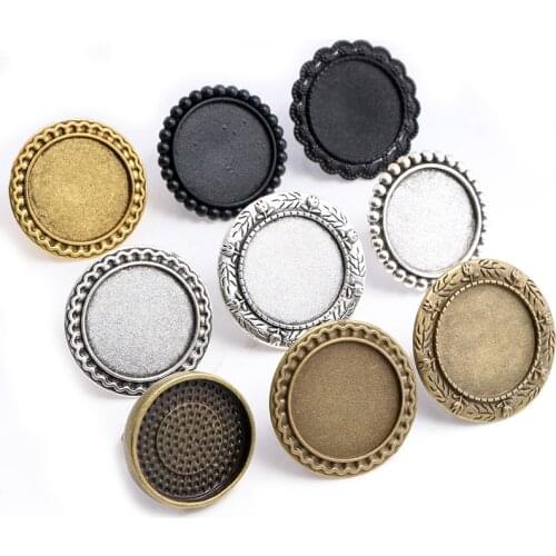 25mm 5pcs/lot 3 Colors Plated Brass Adjustable Ring Settings Blank/Base,Fit 25mm Glass Cabochons,Buttons;Ring Bezels
