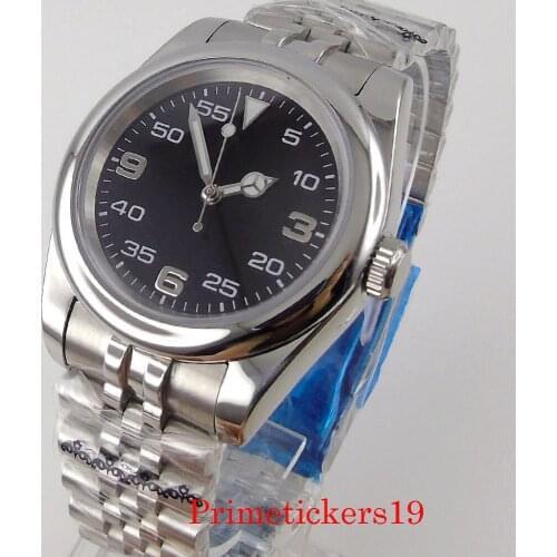 40mm Black Dial Bliger Polished Sapphire Glass NH35 Japan MIYOTA 8215 Automatic Movement Date Jubilee Strap