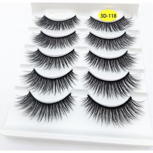 5 pairs of eyelashes 3D mink eyelashes thick striped eyelashes soft mink eyelashes long-lasting eyelash extension makeup kit