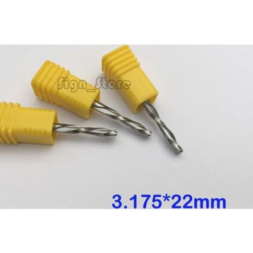 5pcs 3.175x22mm left hand down cut cutter spiral two double flute cutting Milling Cutter Knife Router Bit Woodwork Tool