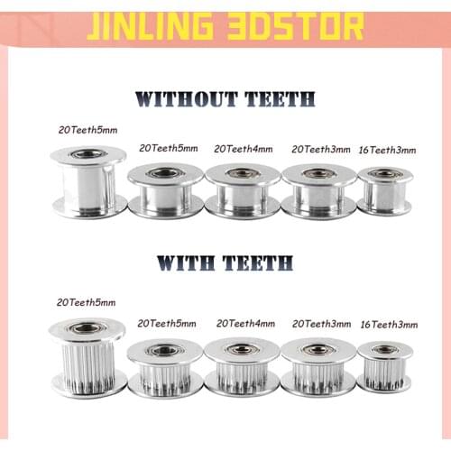 GT2 Idler Timing Pulley 16/20 Tooth Wheel Bore 3/5mm Aluminium Gear Teeth Width 6/10mm For I3 Ender 3 CR10 Bluer Printer Reprap