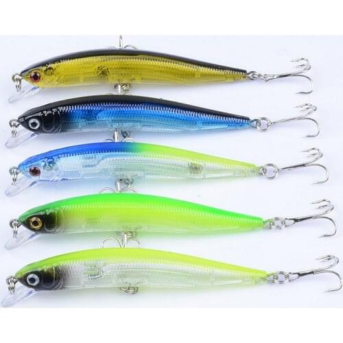 5Pcs/Lot 3D Eyes Swim Fish Fishing Minnow Lure 9.7cm/8.2g Top-Water Artificial Hard Baits Multi Swim Bass Wobbler Fishing Lure